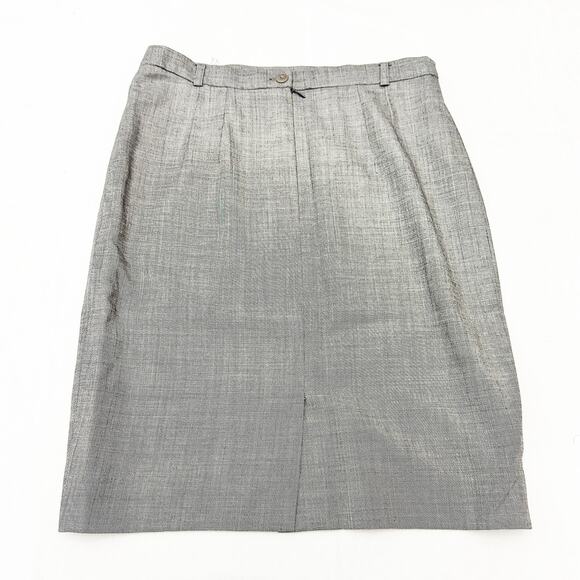 Escada Margaretha Ley Gray Pencil Skirt Back Slit Wool Size 38 - Picture 2 of 5